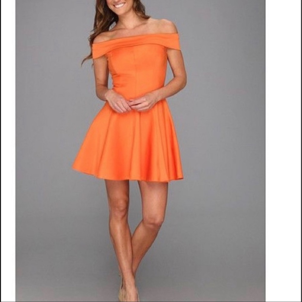 Orange off shoulder dress